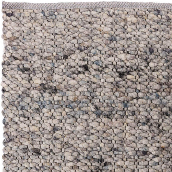 Handgeweven wollen vloerkleed Filou Grijsblauw 21 