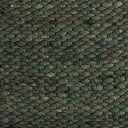 Handgeweven wollen vloerkleed Lisanne Donkergroen 348