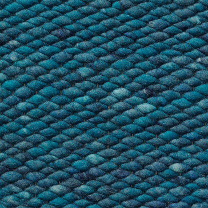 Handgeweven wollen vloerkleed Lisanne Petrol 154