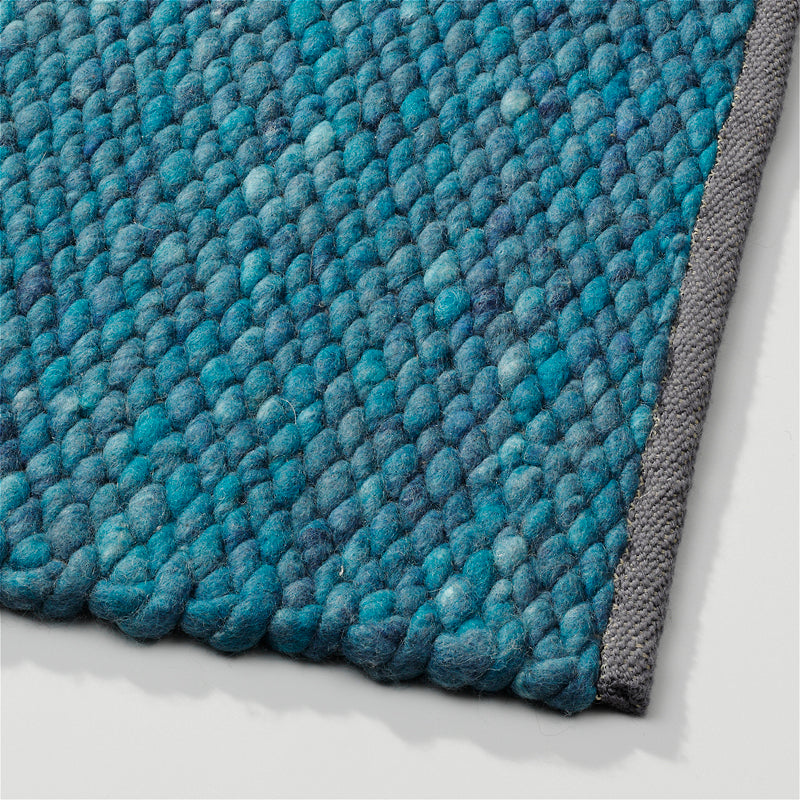 Handgeweven wollen vloerkleed Lisanne Petrol 154 detail