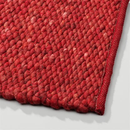 Handgeweven wollen vloerkleed Lisanne Rood 010 detail