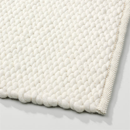 Handgeweven wollen vloerkleed Lisanne Wit 100 detail