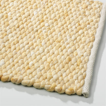 Handgeweven wollen vloerkleed  Lisanne Zacht Geel 422 detail