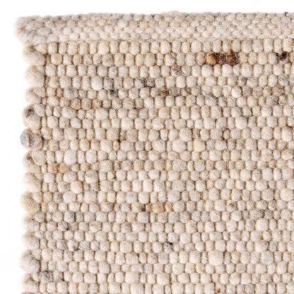 Handgeweven wollen vloerkleed Nanda Lichtbeige 01