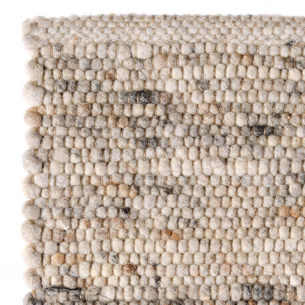 Handgeweven wollen vloerkleed Nanda Lichtgrijs 05