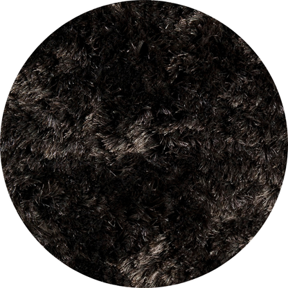 Rond hoogpolig glossy vloerkleed Valerie Chocolade