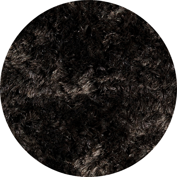 Rond hoogpolig glossy vloerkleed Valerie Chocolade