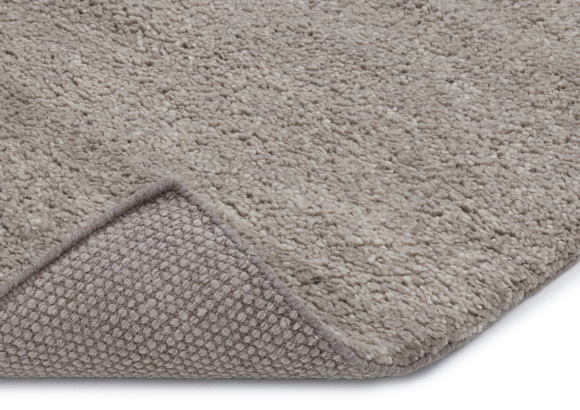 Hoogpolig Handgeweven Wollen Vloerkleed Ellen Grey Hoekje