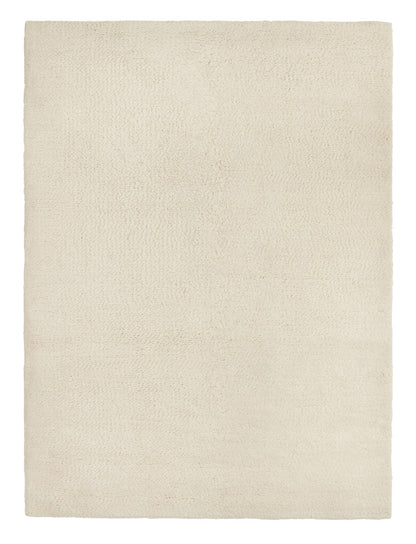 Hoogpolig Handgeweven Wollen Vloerkleed Ellen Offwhite 