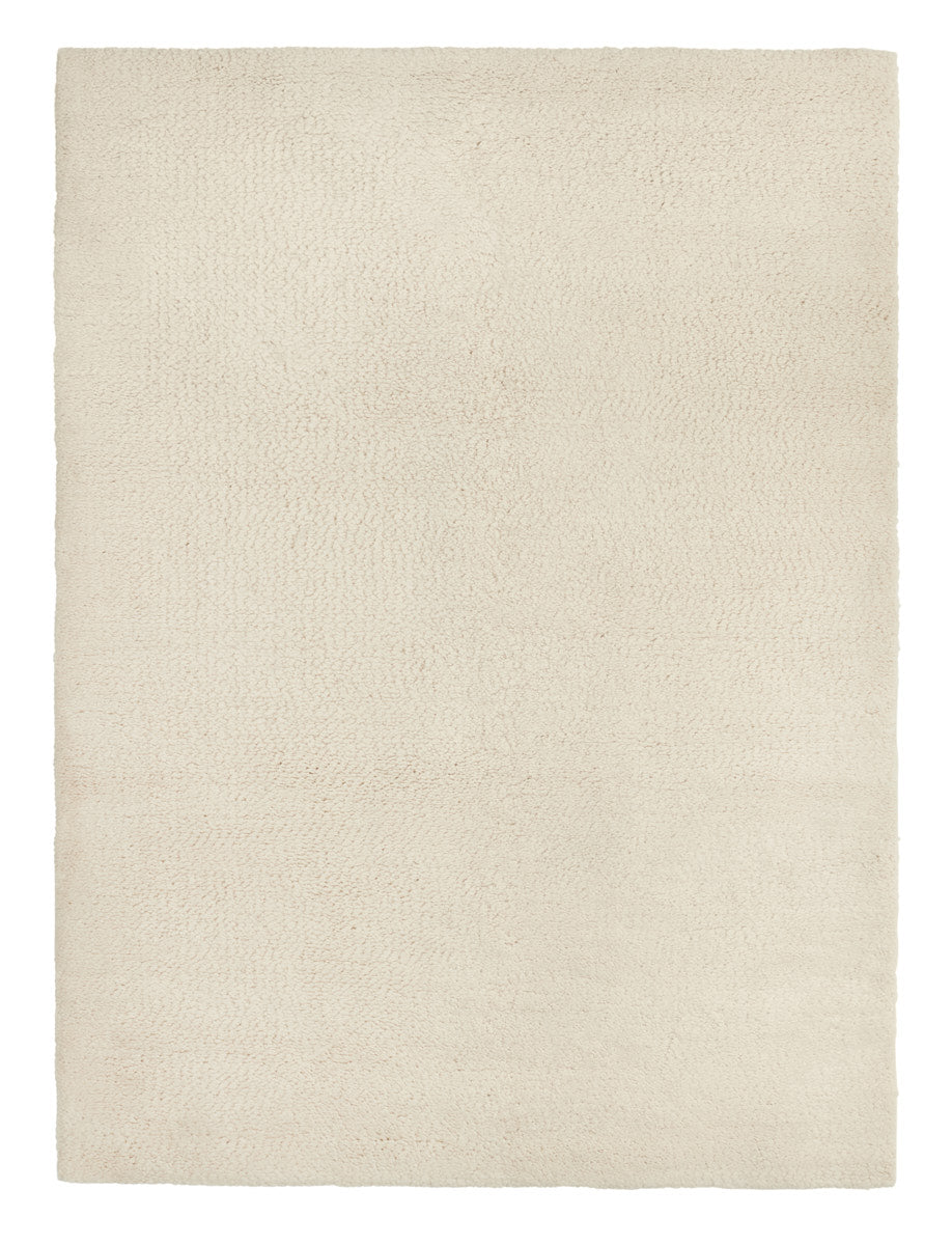 Hoogpolig Handgeweven Wollen Vloerkleed Ellen Offwhite 