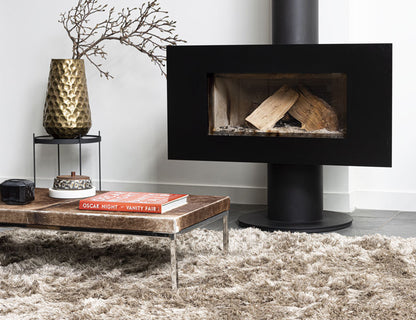 Hoogpolig glossy vloerkleed Valerie Taupe 033 sfeer