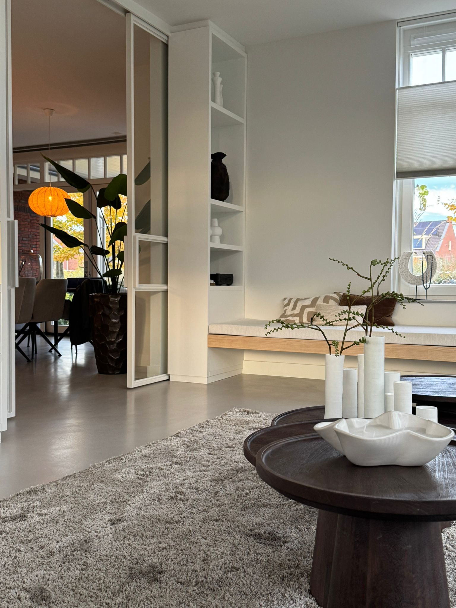 Hoogpolig vloerkleed Penelope Ecru sfeer