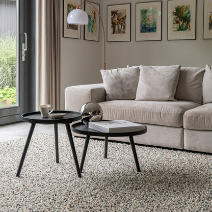 Hoogpolig wollen vloerkleed Steffi Ocean 01 sfeer