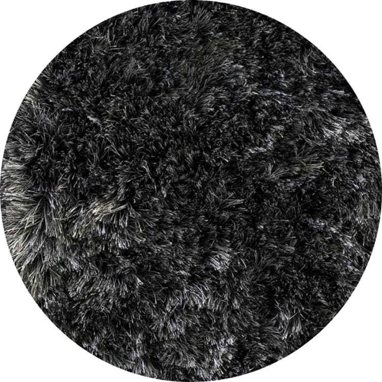 Rond hoogpolig glossy vloerkleed Valerie Donkergrijs
