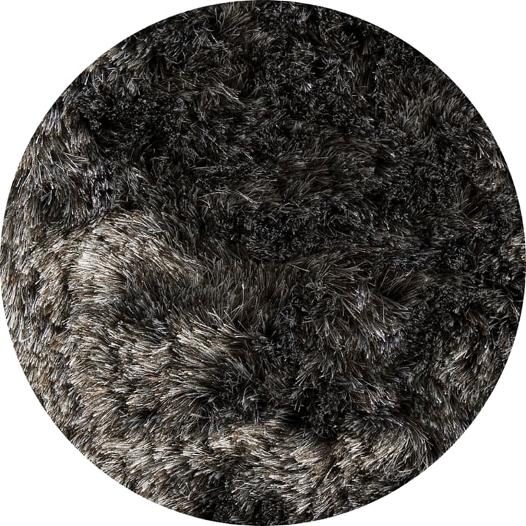 Rond hoogpolig glossy vloerkleed Valerie Grijs