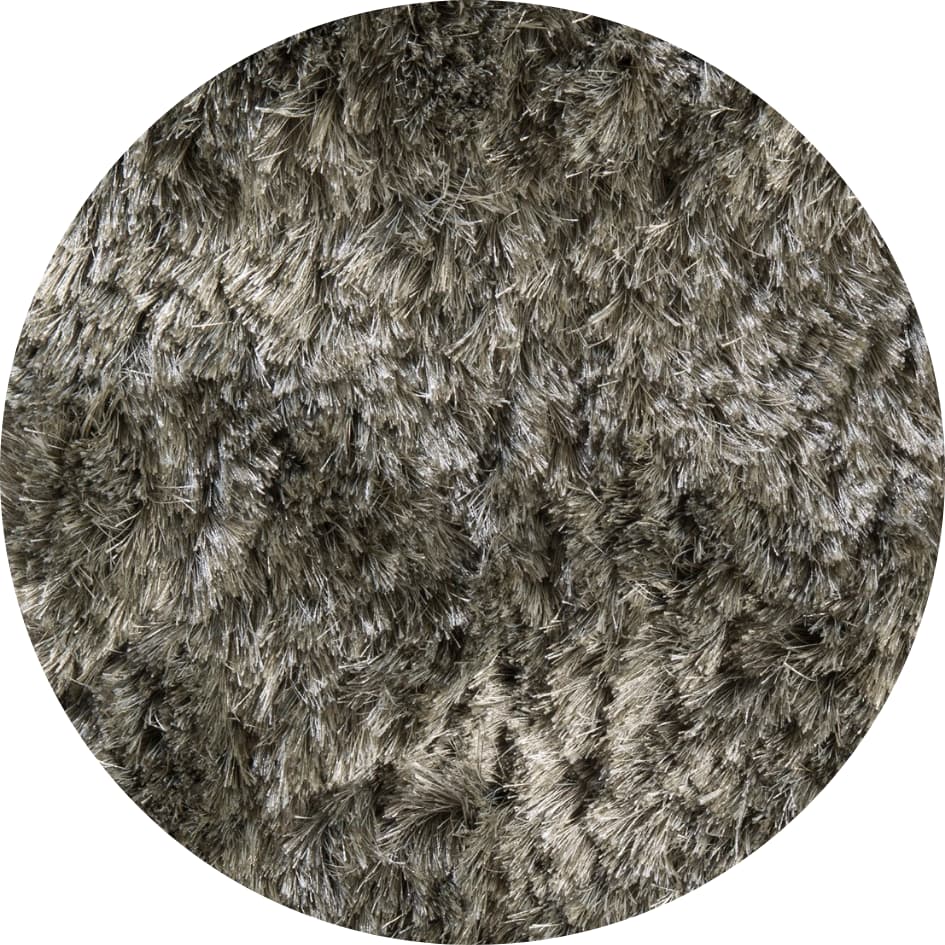 Rond hoogpolig glossy vloerkleed Valerie Lichtgrijs