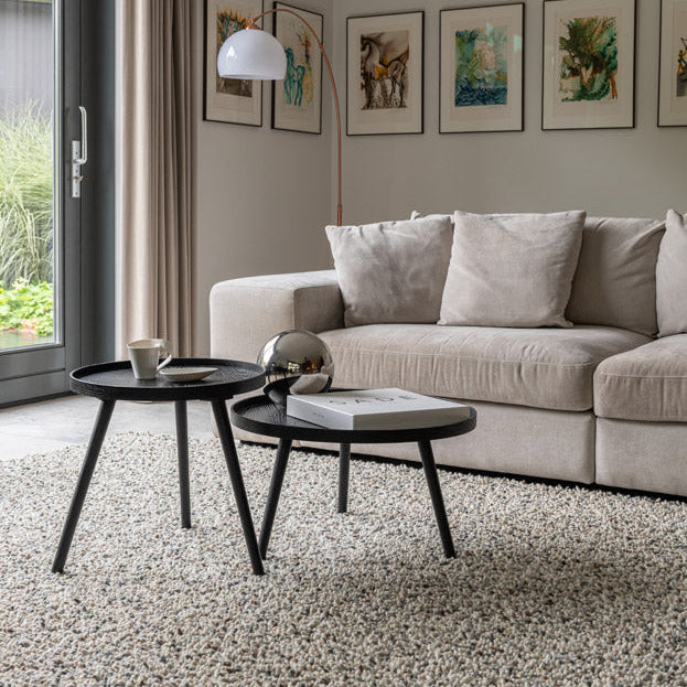 Hoogpolig wollen vloerkleed Steffi Ocean 01 interieurfoto