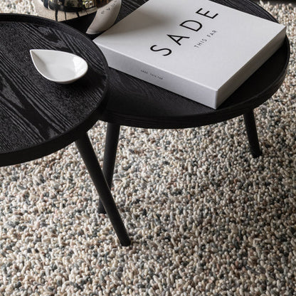 Hoogpolig wollen vloerkleed Steffi Ocean 01 sfeer