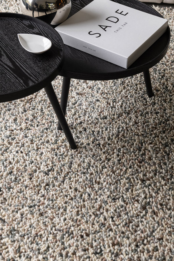 Hoogpolig wollen vloerkleed Steffi Ocean 01 sfeerbeeld