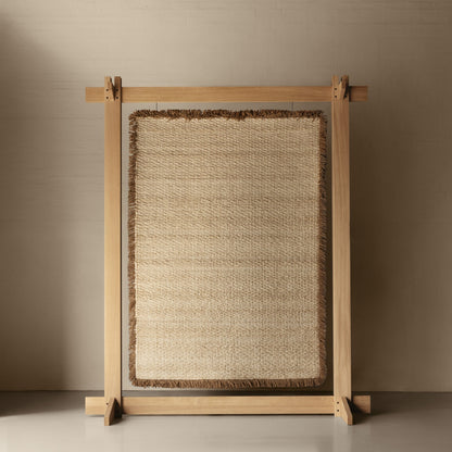 Kaatz Japandi wollen vloerkleed Soft Beige in weefgetouw