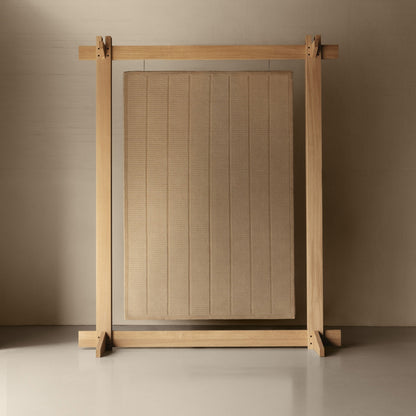 Kaatz Japandi wollen vloerkleed Tatami cream in weefgetouw