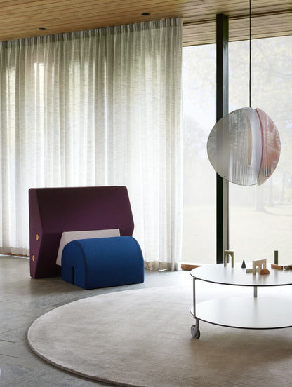 Rond laagpolig wollen vloerkleed Vivienne Sand Beige interieur