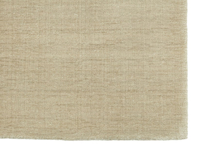 Laagpolig wollen vloerkleed Vivienne Sand Beige closeup