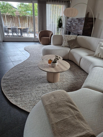 Organisch wollen vloerkleed Nanda Beige 3 sfeer