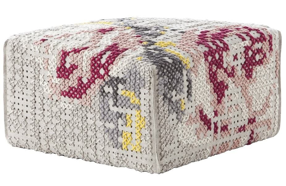 Poef Gan Rugs Canevas flowers Natural