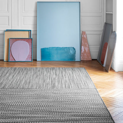 Design vloerkleed Kvadrat Corde Droit Zwart Wit 0191