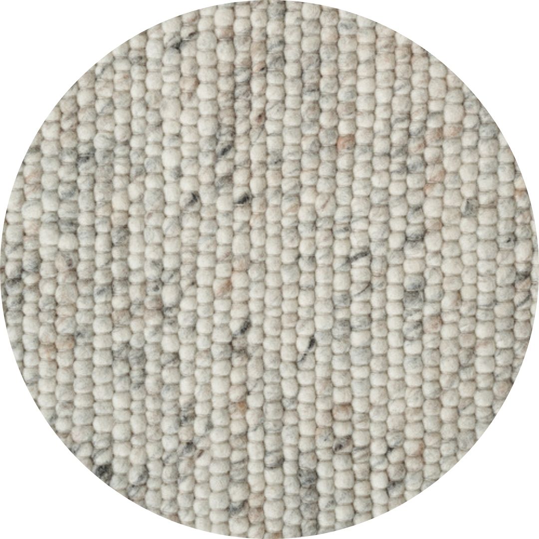 Rond handgeweven wollen vloerkleed Ankie Beige detail