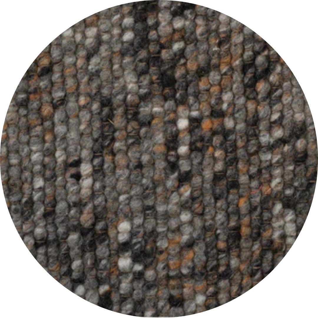 Rond handgeweven wollen vloerkleed Ankie Charcoal detail