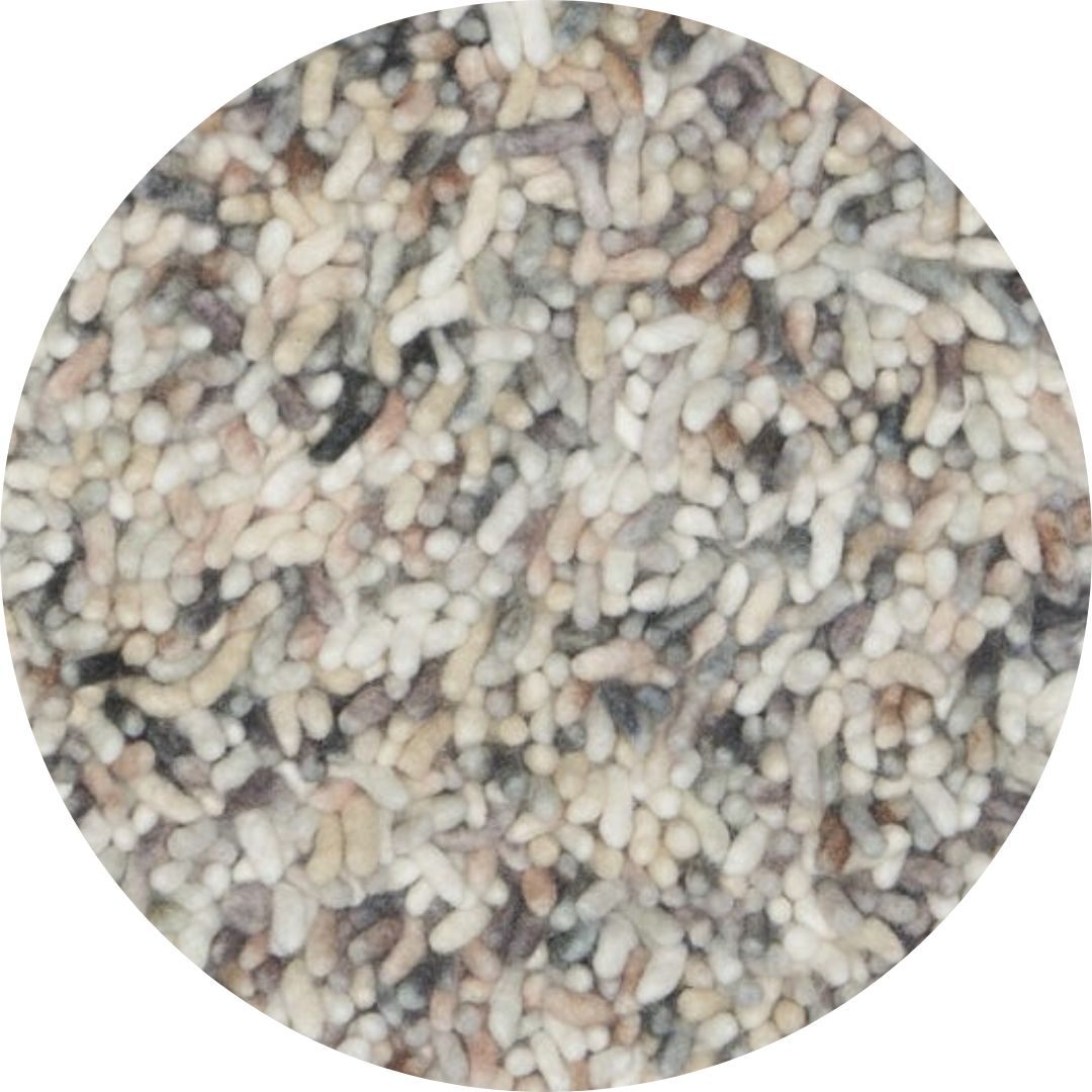 Rond hoogpolig wollen vloerkleed Steffi Ocean 01