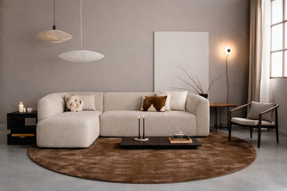 Rond laagpolig glossy vloerkleed Viveke Bronze interieur