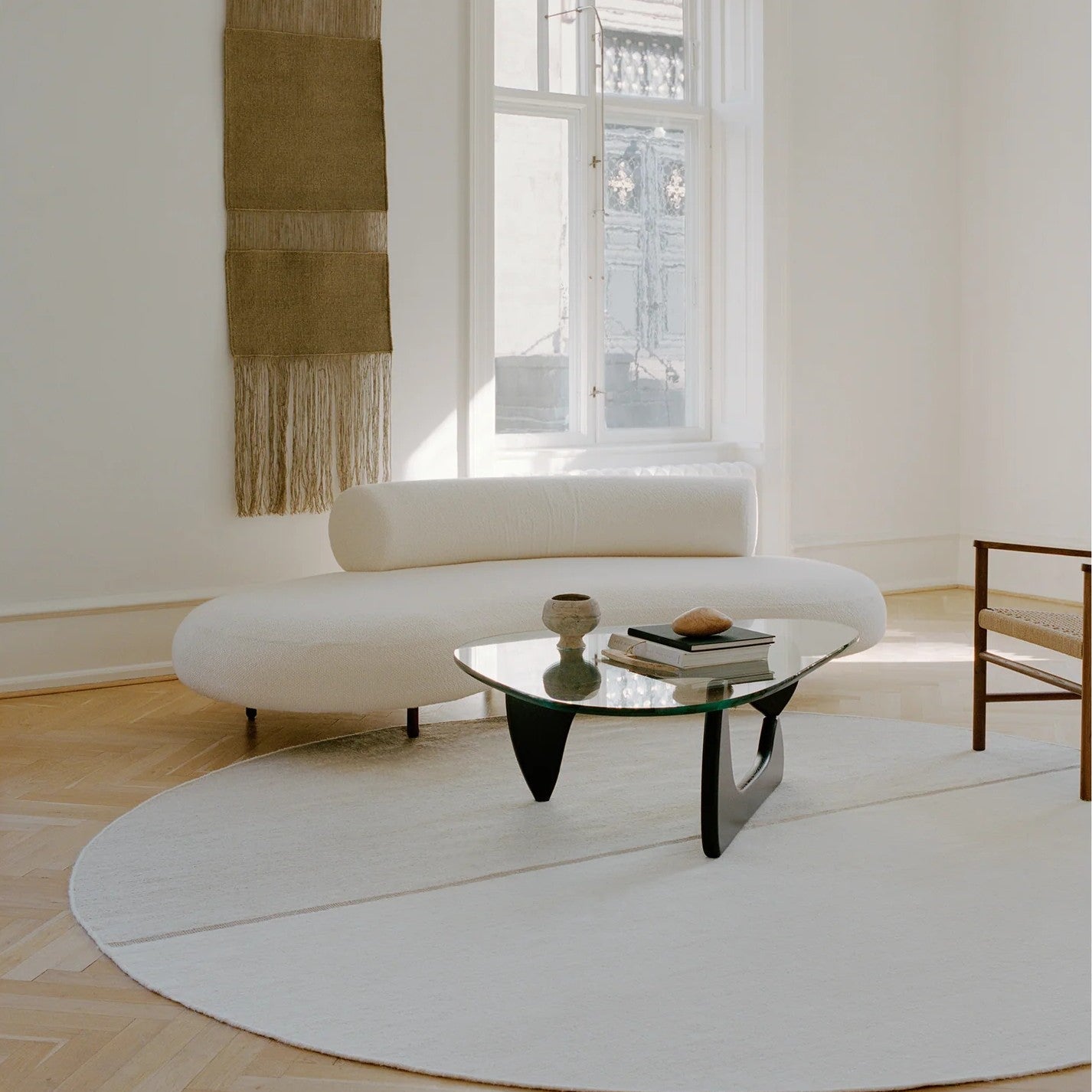 Rond vloerkleed Mila Beige interieur