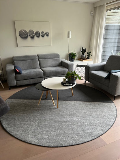 Rond wollen vloerkleed Mila Stone interieur
