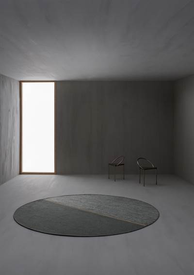 Rond wollen vloerkleed Mila stone sfeer