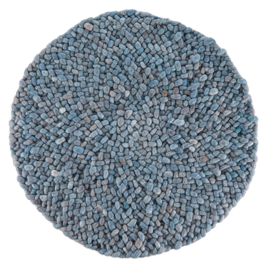 Rond wollen vloerkleed Romee Blauw 153