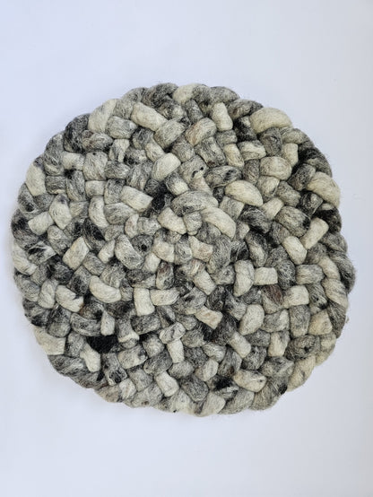 Rond wollen vloerkleed Romee in stock Donkergrijs 08