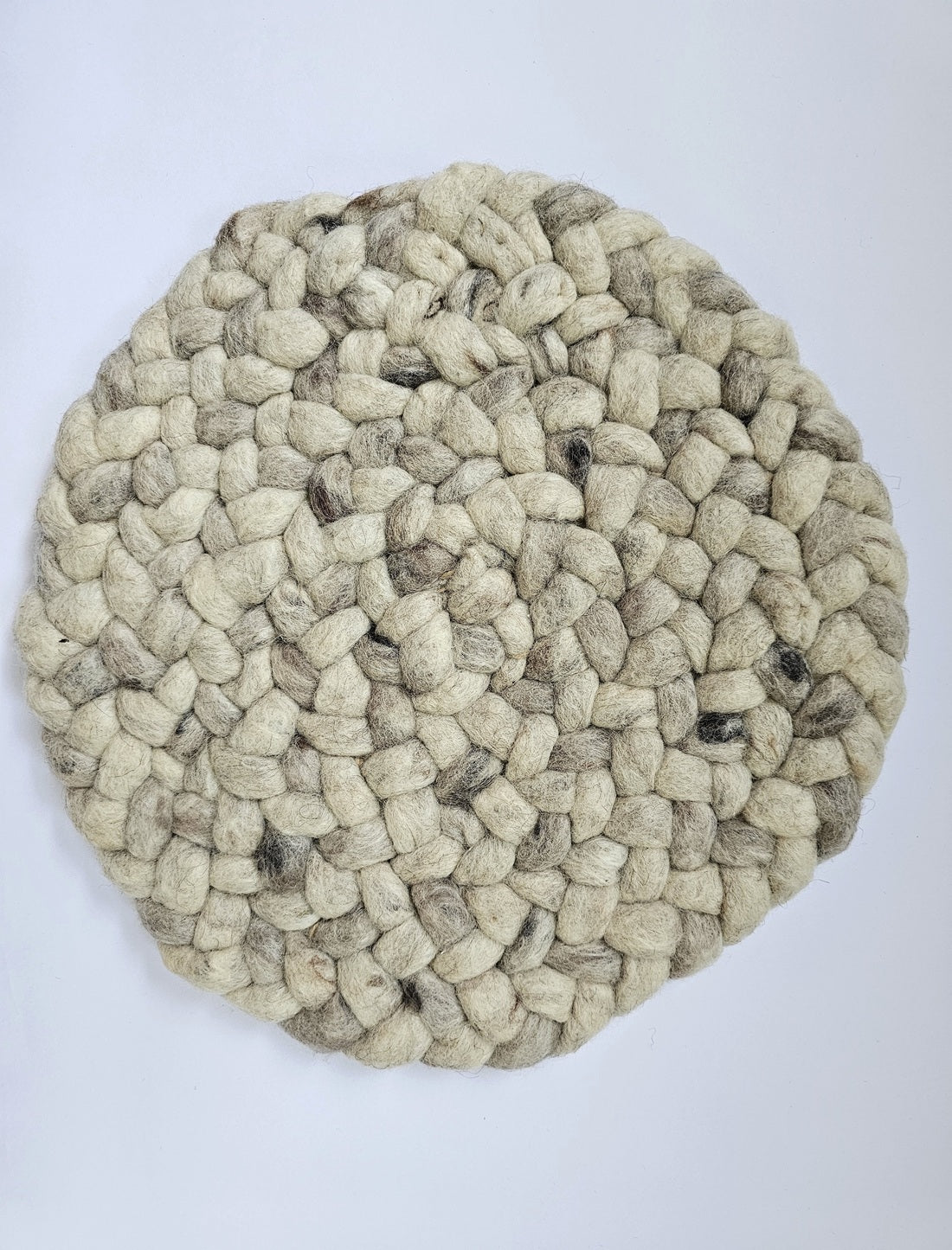 Rond wollen vloerkleed Romee in stock Donkerzand 07