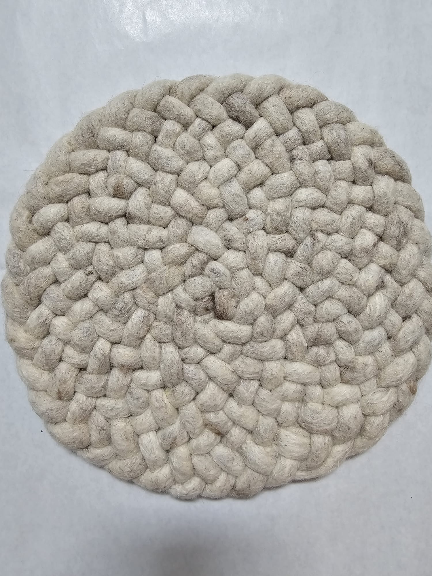 Rond wollen vloerkleed Romee in stock Licht Beige 01