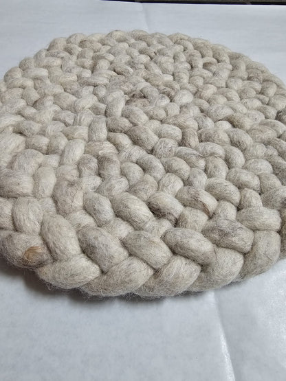 Rond wollen vloerkleed Romee in stock Licht Beige 01 detail