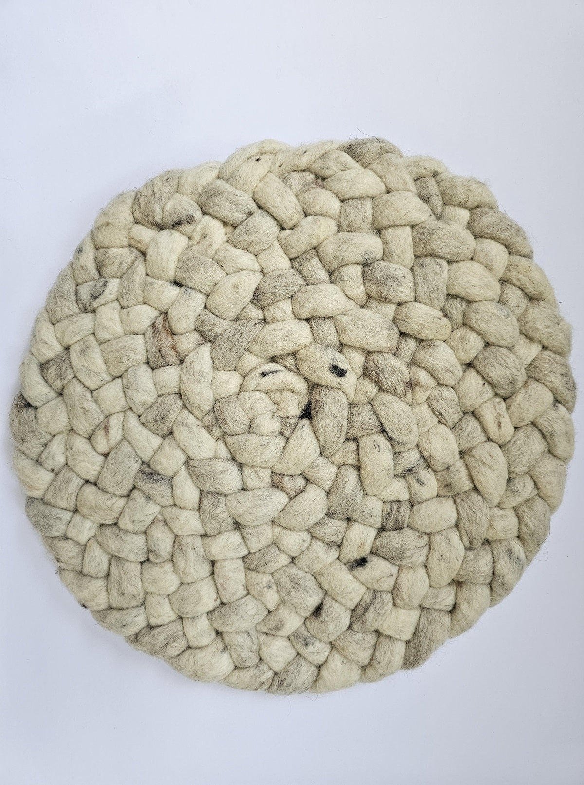 Rond wollen vloerkleed Romee in stock Licht zand 06