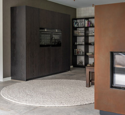 Rond wollen vloerkleed Romee in stock Zand 06 sfeer