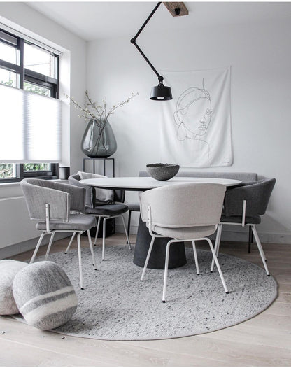 Rond wollen vloerkleed handgeweven Nanda Grijs 02 interieur