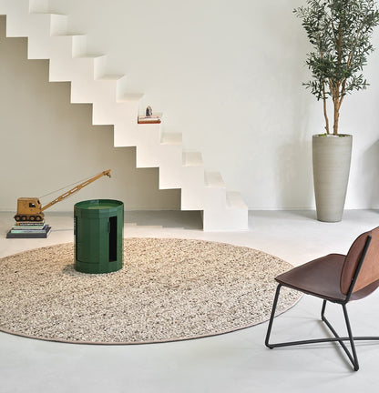 Rond grof wollen vloerkleed Nomi rond Nature mix 136 sfeer1