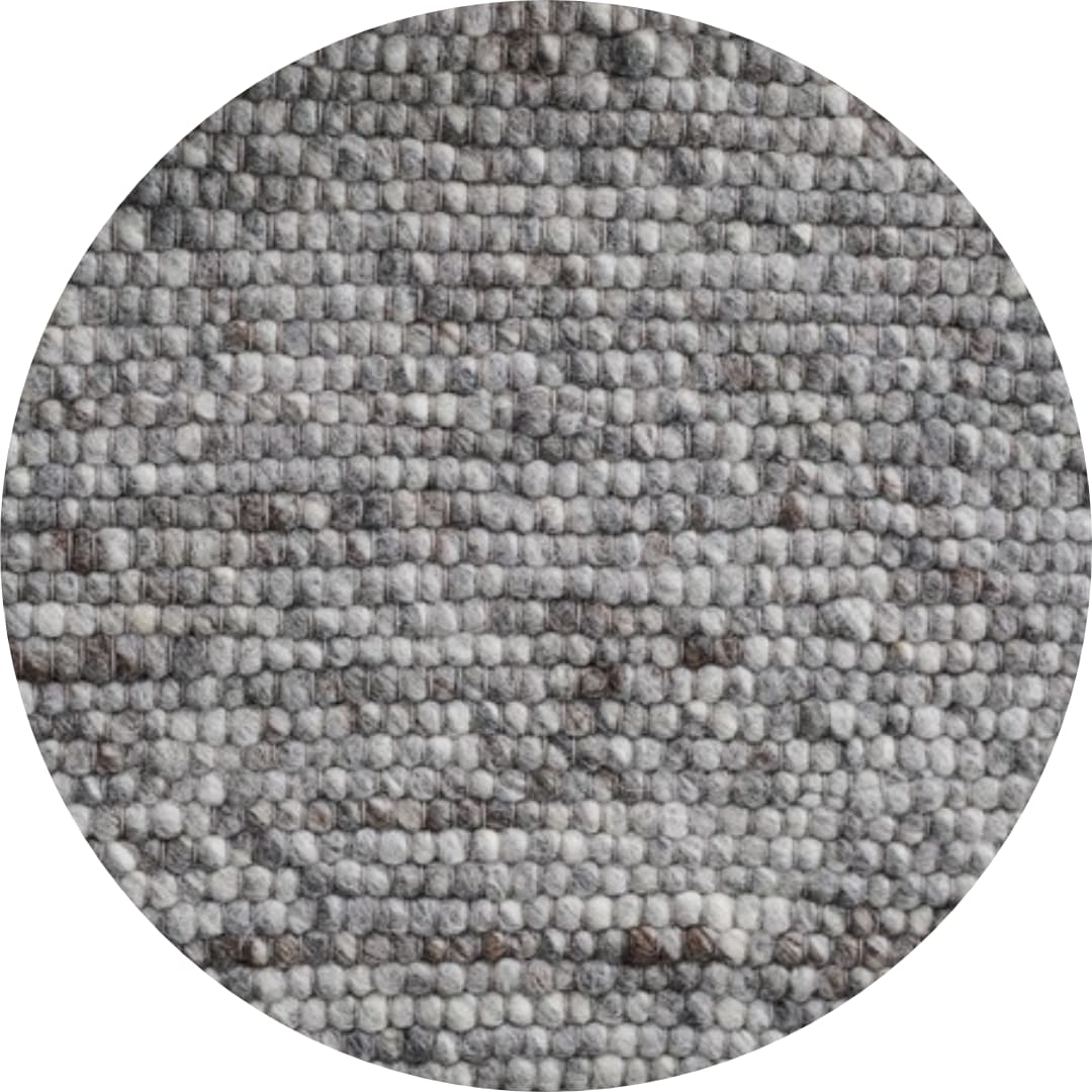 Rond handgeweven wollen vloerkleed Ankie Grey closeup