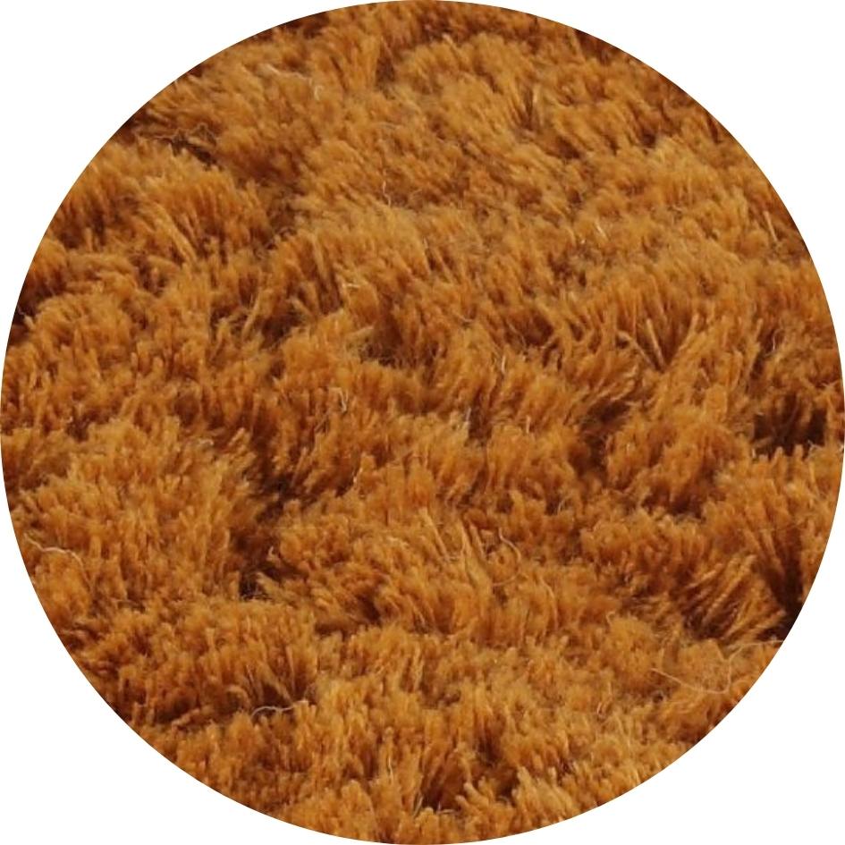 Rond hoogpolig wollen kleed Coco Oranje Bruin 51