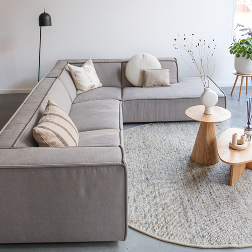 Rond wollen vloerkleed Nanda groen-grijs 07 interieur