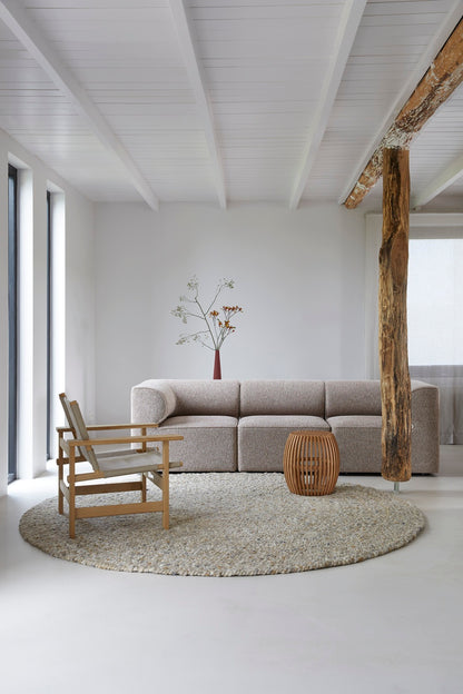 Rond wollen vloerkleed Romee Leem 464 interieur